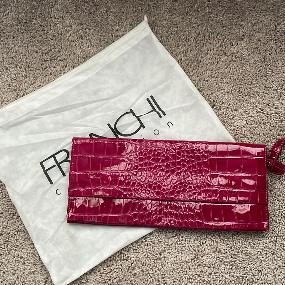 FRANCHI Croc Clutch Pink